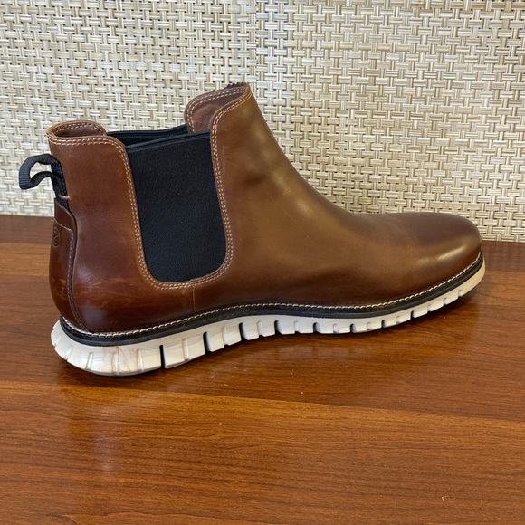 🌟2xHP🌟Cole Haan Zerogrand Waterproof Chelsea Boots Brown Bourbon Leather C30164 - Picture 7 of 11